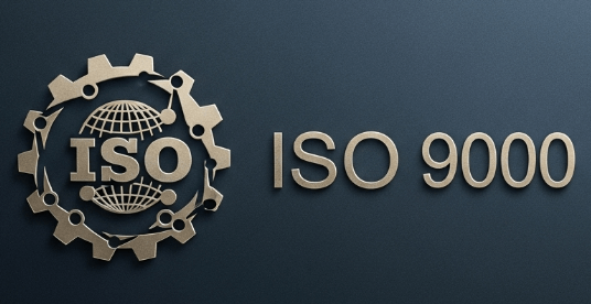 The official logo for ISO 9000 quality standards for quality management systems