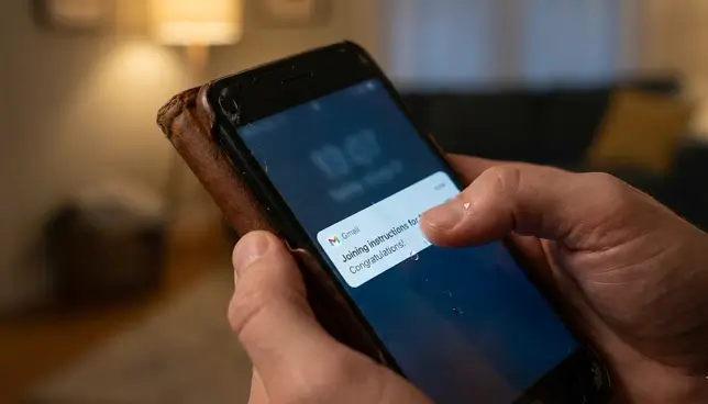 Gmail notification showing joining letter update - the moment that ended months of waiting