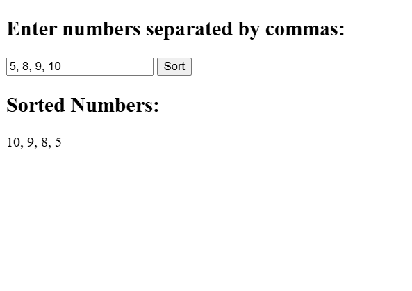 sorting numbers in descending order